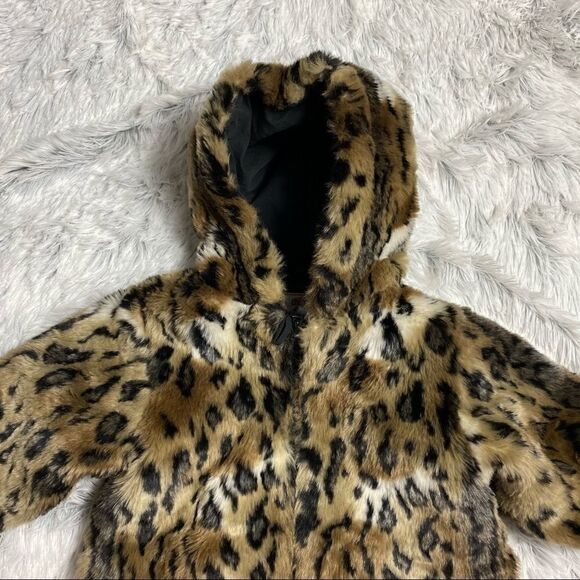 Okie Dokie Faux Leopard Print Hooded Coat - Picture 3 of 6